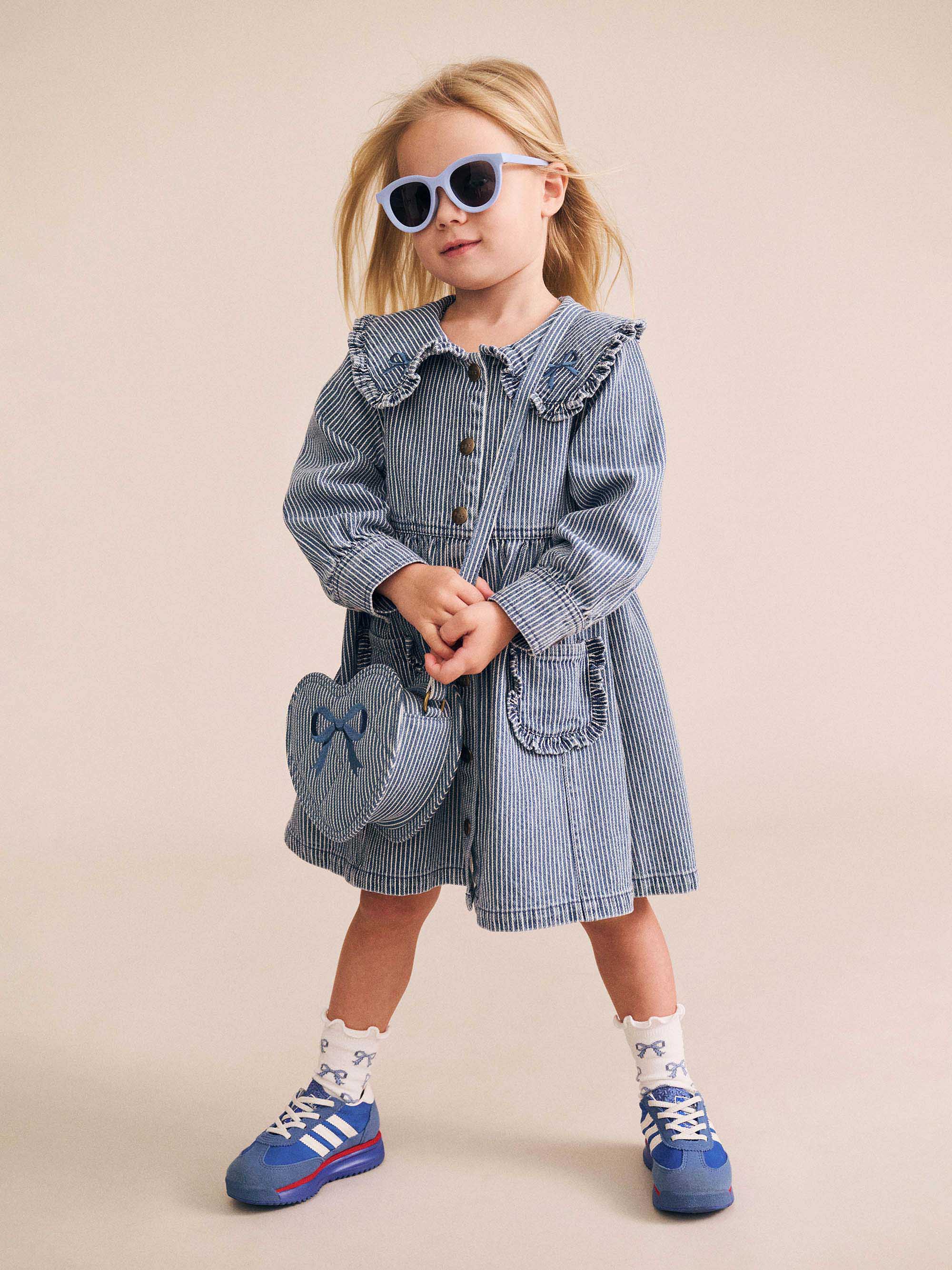 Vintage Bow Collar Denim Dress - Image 5